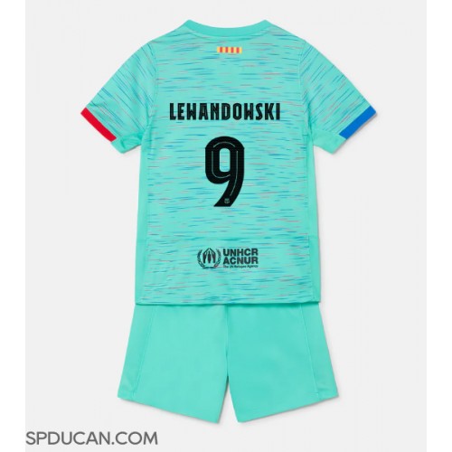 Dječji Nogometni Dres Barcelona Robert Lewandowski #9 Rezervni 2023-24 Kratak Rukav (+ Kratke hlače)